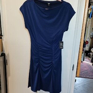 New Express Body Contour Cinched Waist Blue Dress - Small